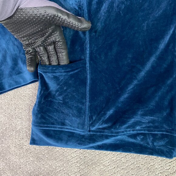 T by Talbots Velour Jacket Women's 2X Blue Luxe Track Sweat Gym Full Zip Stretch - Picture 3 of 9